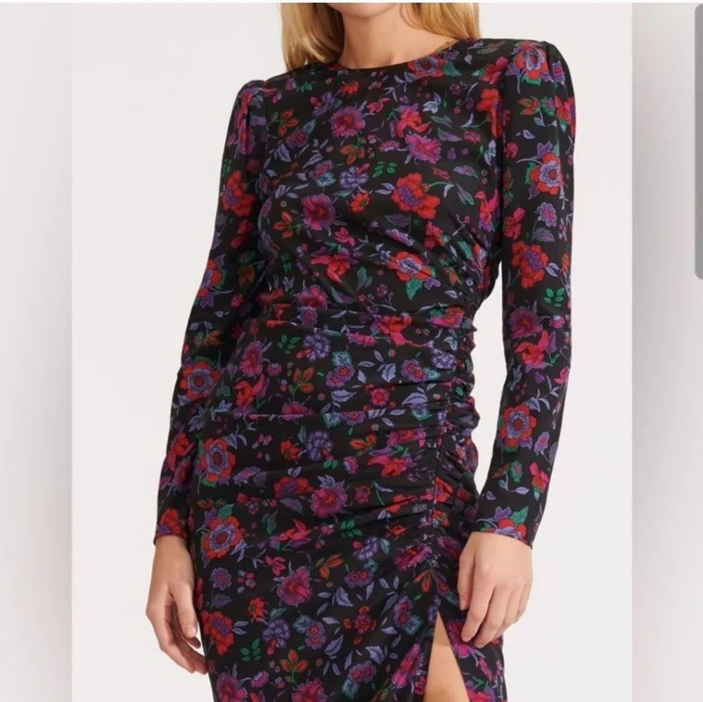 NWT Veronica Beard Selena Floral Sheath Maxi Ruched Silk Dress, size 20 - Picture 3 of 15